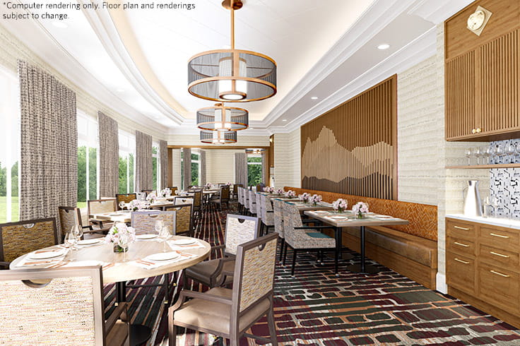 Rendering of Vi at Highlands Ranch's new dining room.